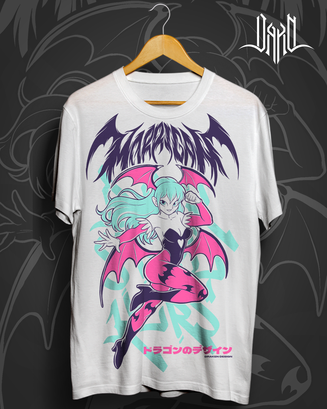Camiseta blanca, manga corta "MORRIGAN"