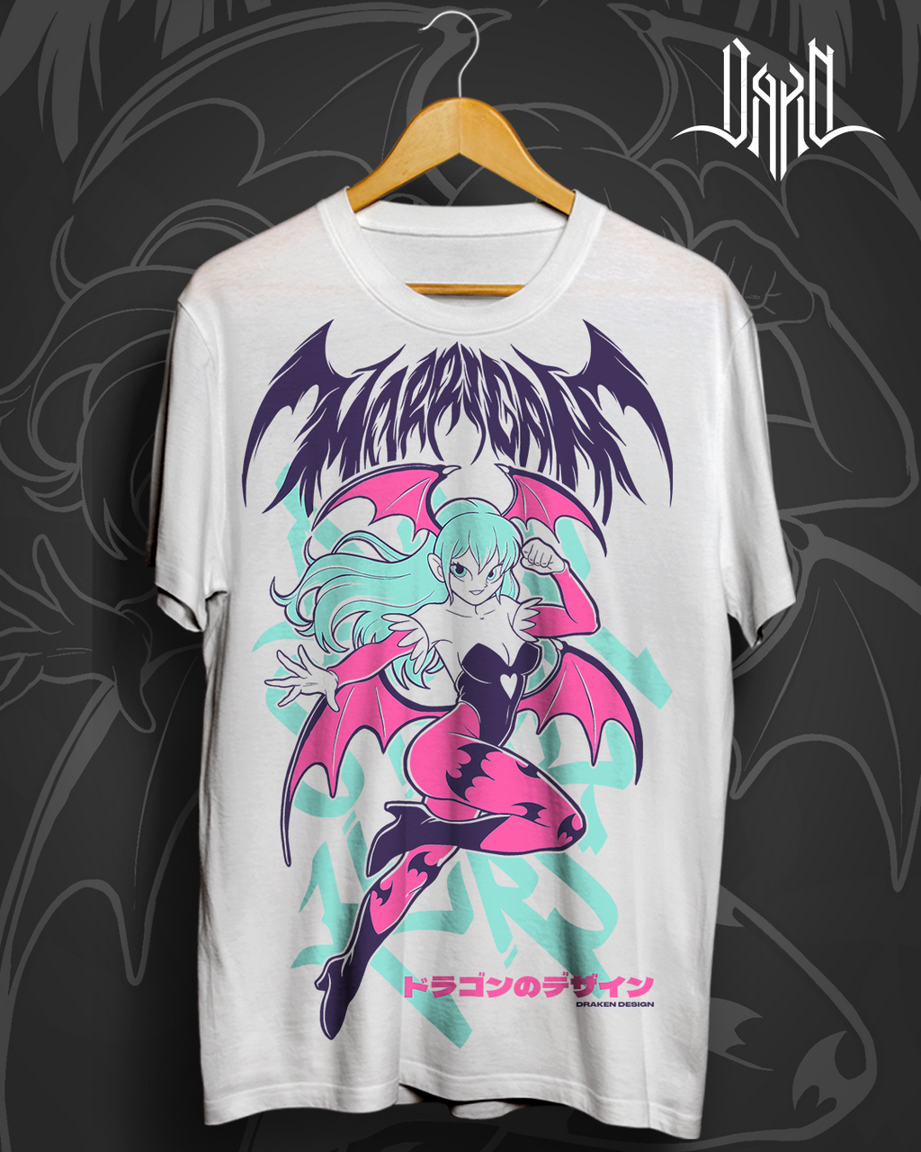 Camiseta blanca, manga corta "MORRIGAN"