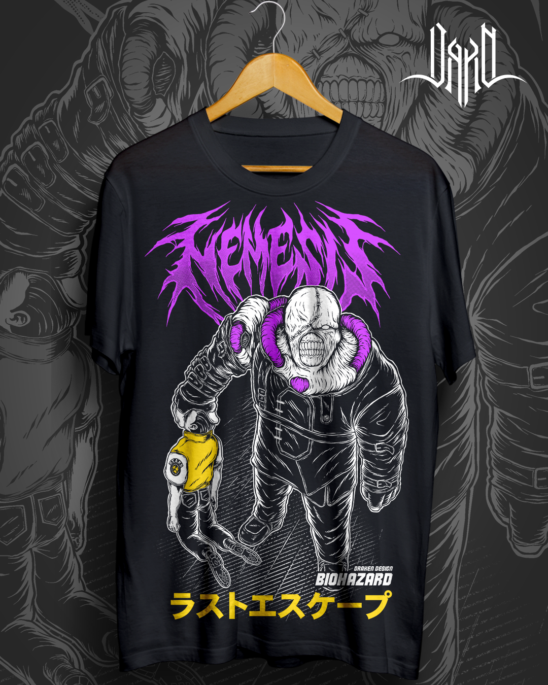 Camiseta negra, manga corta "Nemesis"