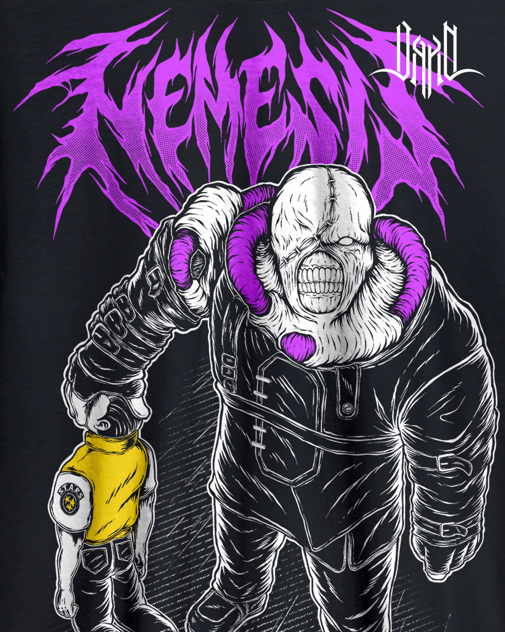 Camiseta negra, manga corta "Nemesis"